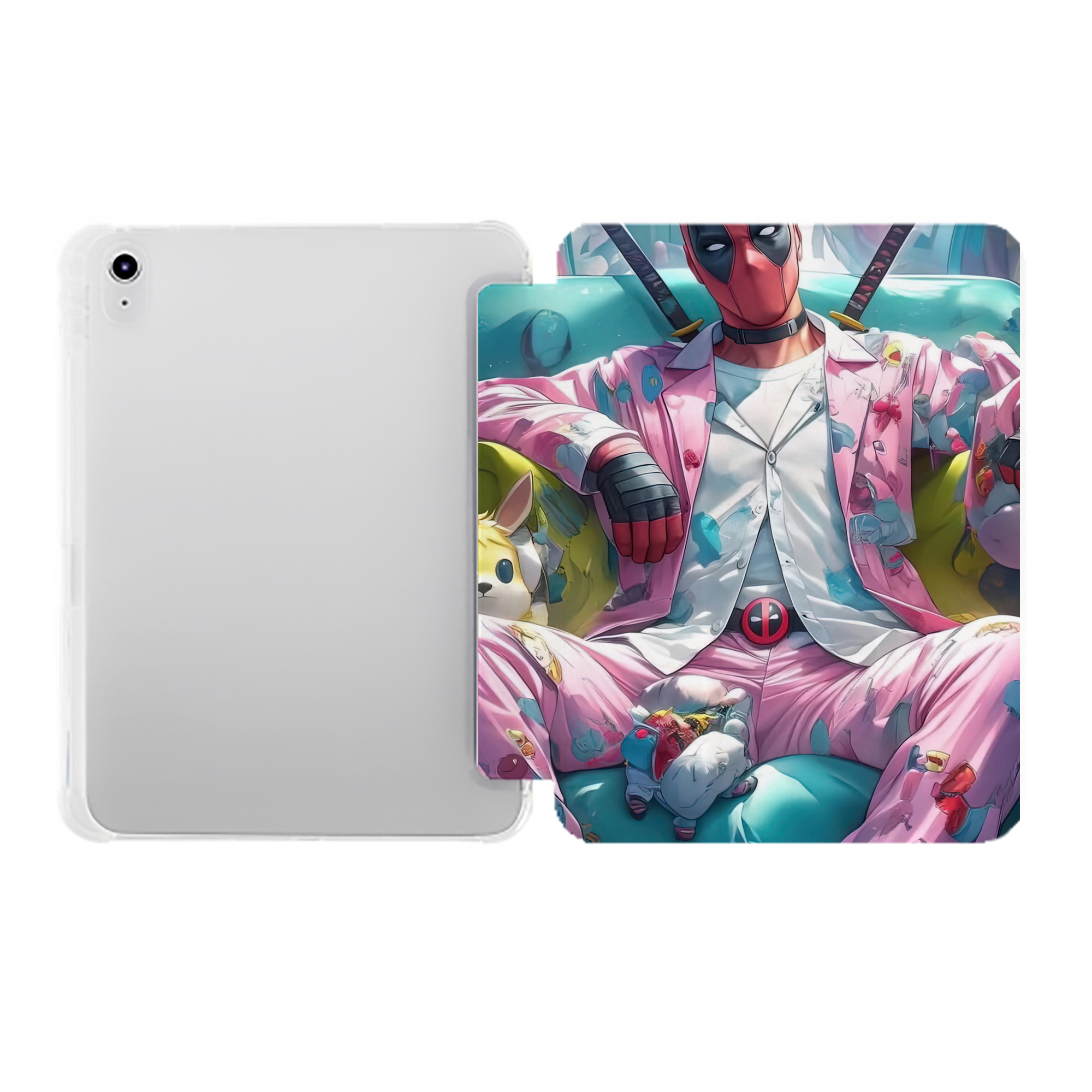 （画像用） Deadpool デッドプール IPad ケース ペン収納付き 三つ折りスタンド PUレザー×シリコン 対応機種9.5/10.5/10.9インチ